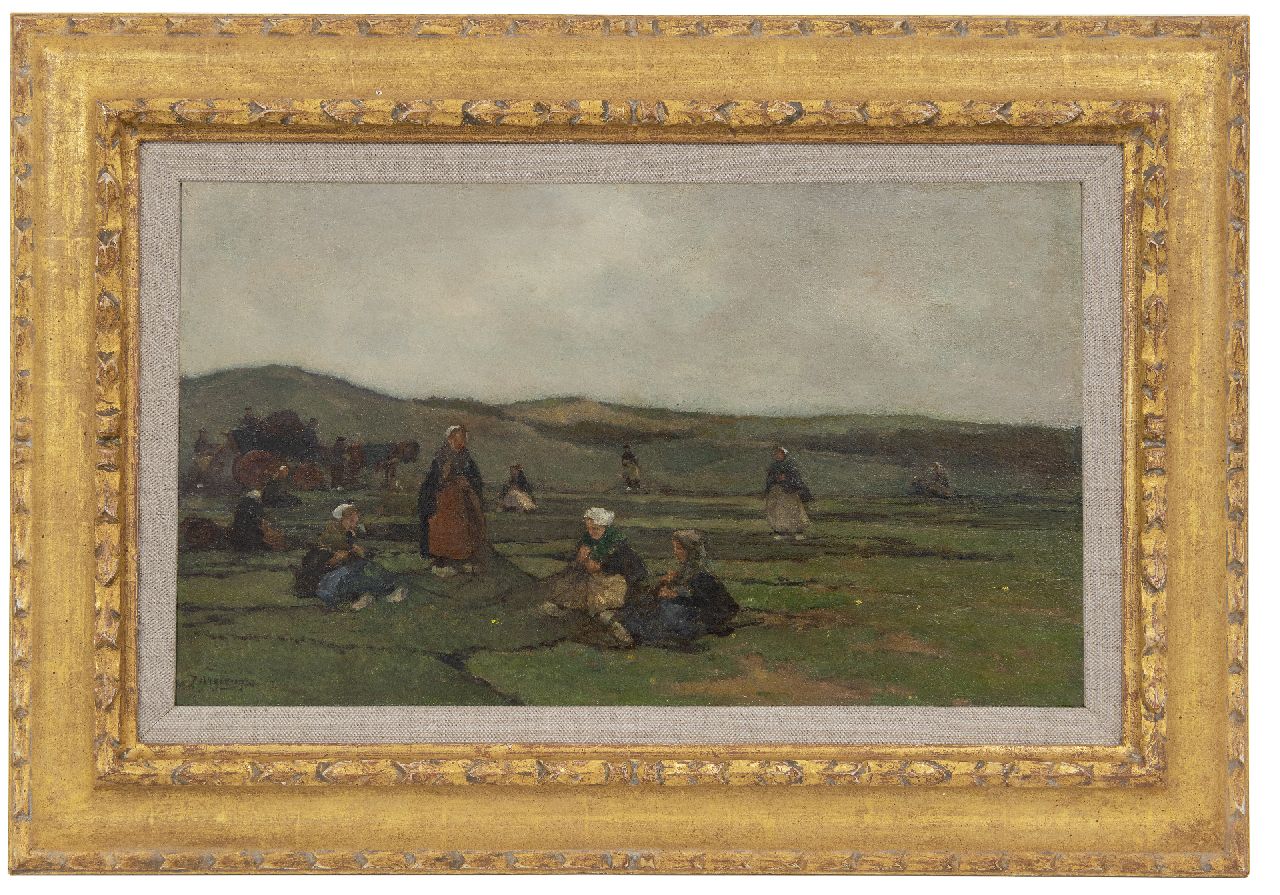 Akkeringa J.E.H.  | 'Johannes Evert' Hendrik Akkeringa | Schilderijen te koop aangeboden | Nettenboetsters, olieverf op doek 29,3 x 49,3 cm, gesigneerd linksonder