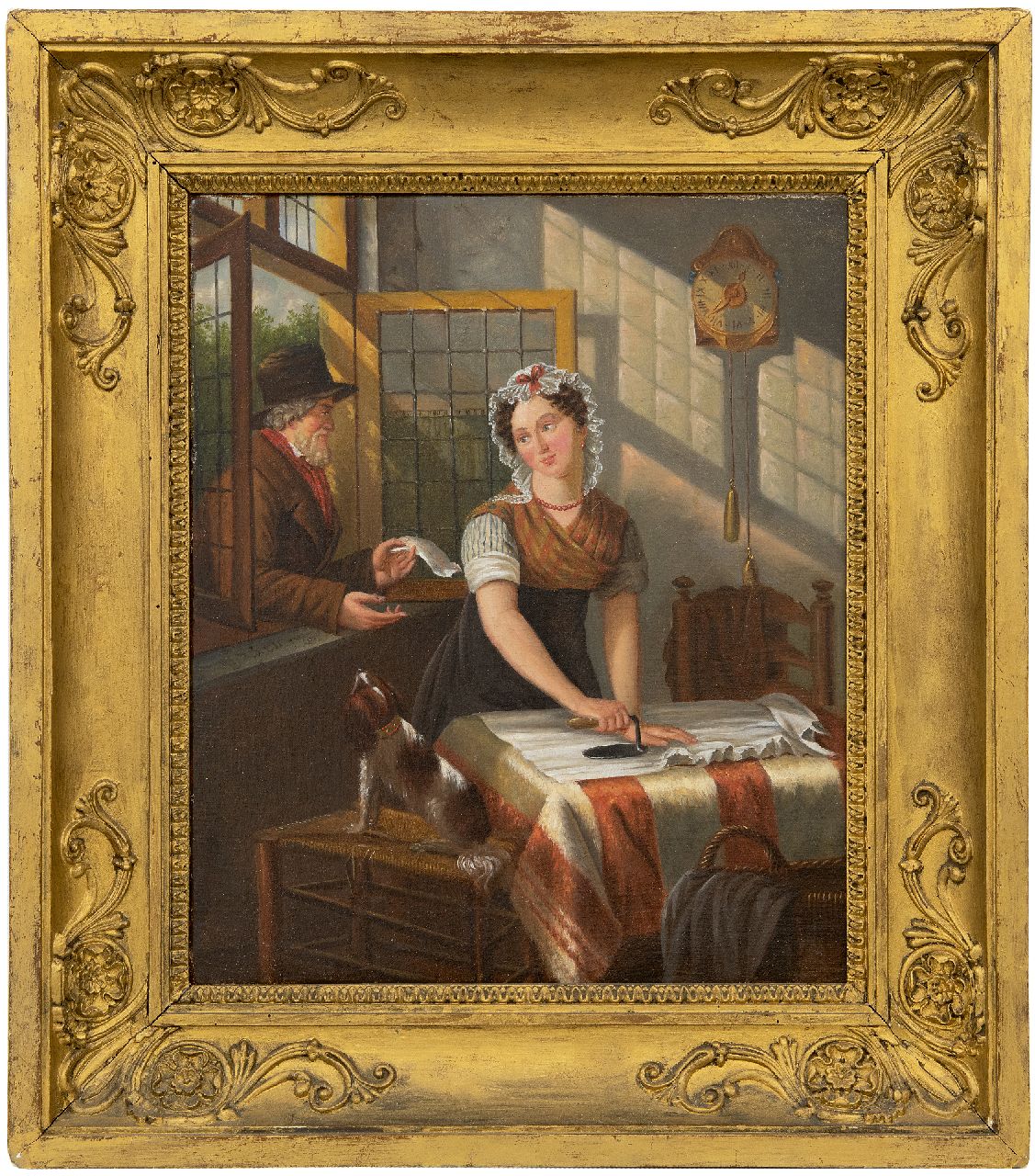 Braet von Uberfeldt J.  | Jan Braet von Uberfeldt | Schilderijen te koop aangeboden | De liefdesbrief, olieverf op doek 32,8 x 27,5 cm, gesigneerd links van het midden met initialen en op spieraam voluit en gedateerd 1852