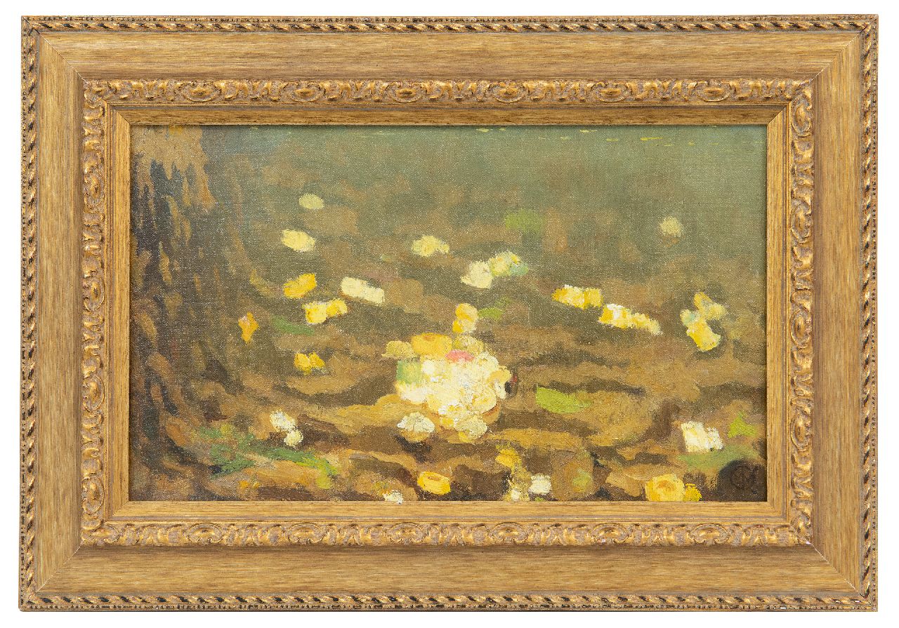 Dijsselhof G.W.  | Gerrit Willem Dijsselhof | Schilderijen te koop aangeboden | Zeeanemonen, olieverf op doek 15,4 x 24,0 cm, gesigneerd rechtsonder met monogram