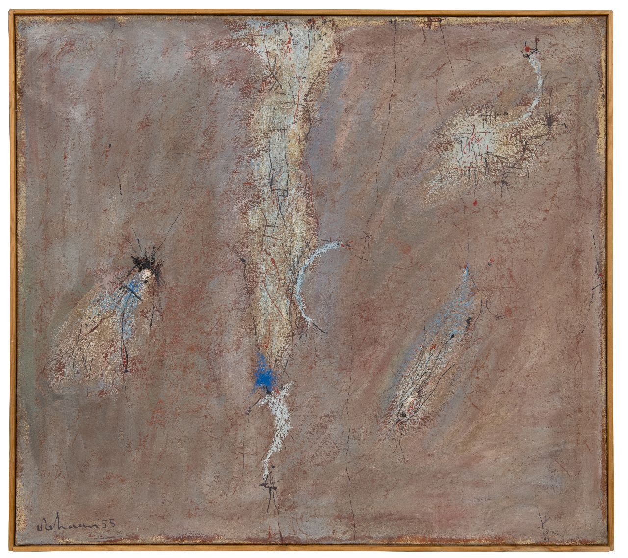 Haan W.J. de | Willem Jacob 'Wim' de Haan, Zonder titel, olieverf op doek 90,1 x 100,4 cm, gesigneerd linksonder en gedateerd '55