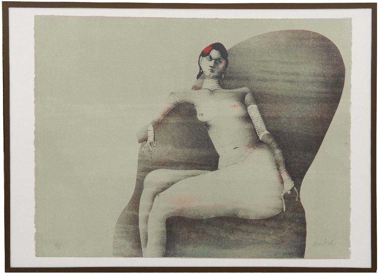 Wunderlich P.  | Paul Wunderlich | Grafiek te koop aangeboden | Joanna Posing for Redfern, 1968, litho op papier 50,0 x 65,0 cm, gesigneerd rechtsonder (in potlood)
