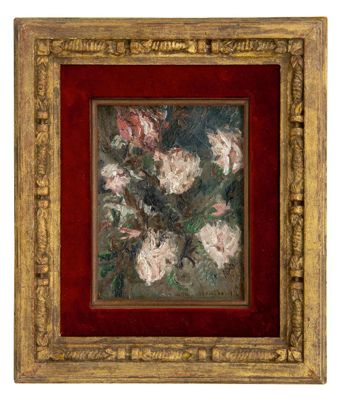Monticelli A.J.T.  | 'Adolphe' Joseph Thomas Monticelli Monticelli | Schilderijen te koop aangeboden | Rozen, olieverf op doek 21,3 x 16,1 cm, gesigneerd rechtsonder