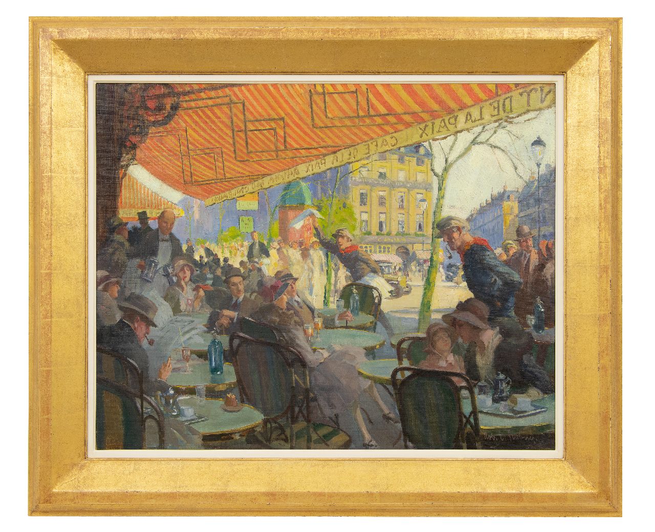 Stübner R.E.  | Robert Emil Stübner | Schilderijen te koop aangeboden | Terras van het Café de la Paix op de Place de l'Opéra in Parijs, olieverf op doek 60,2 x 75,0 cm, gesigneerd rechtsonder