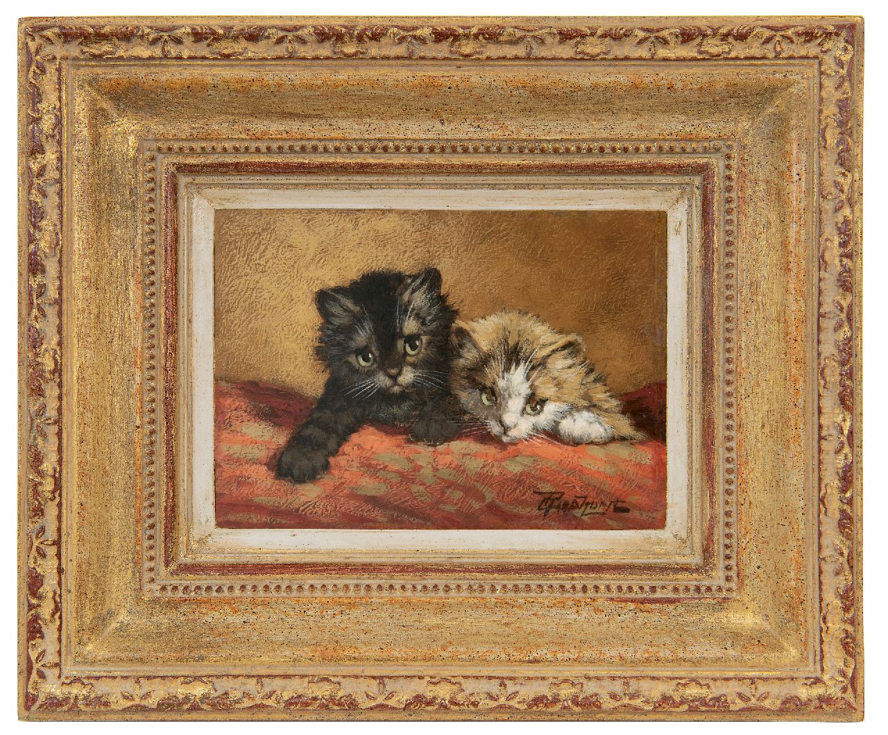 Raaphorst C.  | Cornelis Raaphorst, Twee katjes, olieverf op paneel 12,9 x 18,2 cm, gesigneerd rechtsonder