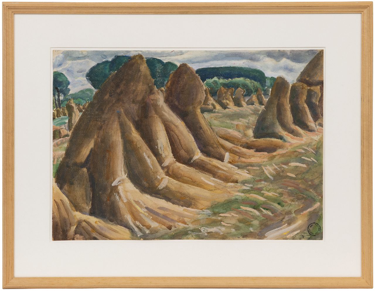 Gestel L.  | Leendert 'Leo' Gestel, Korenschoven, aquarel en gouache op papier 35,7 x 50,0 cm