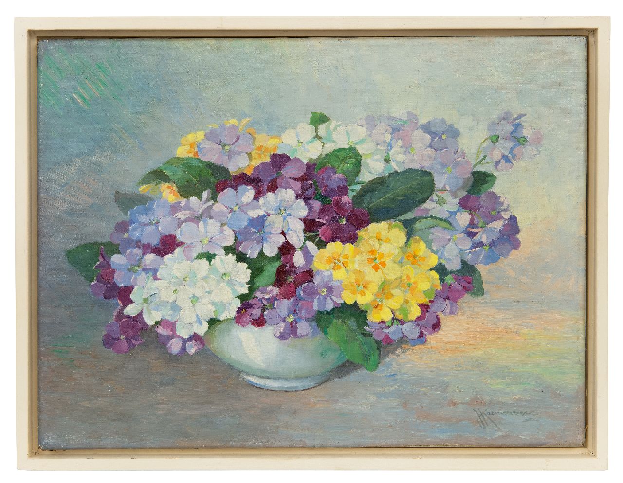Kaemmerer J.H.  | Johan Hendrik Kaemmerer | Schilderijen te koop aangeboden | Voorjaarsbloemen, olieverf op doek 30,3 x 40,2 cm, gesigneerd rechtsonder