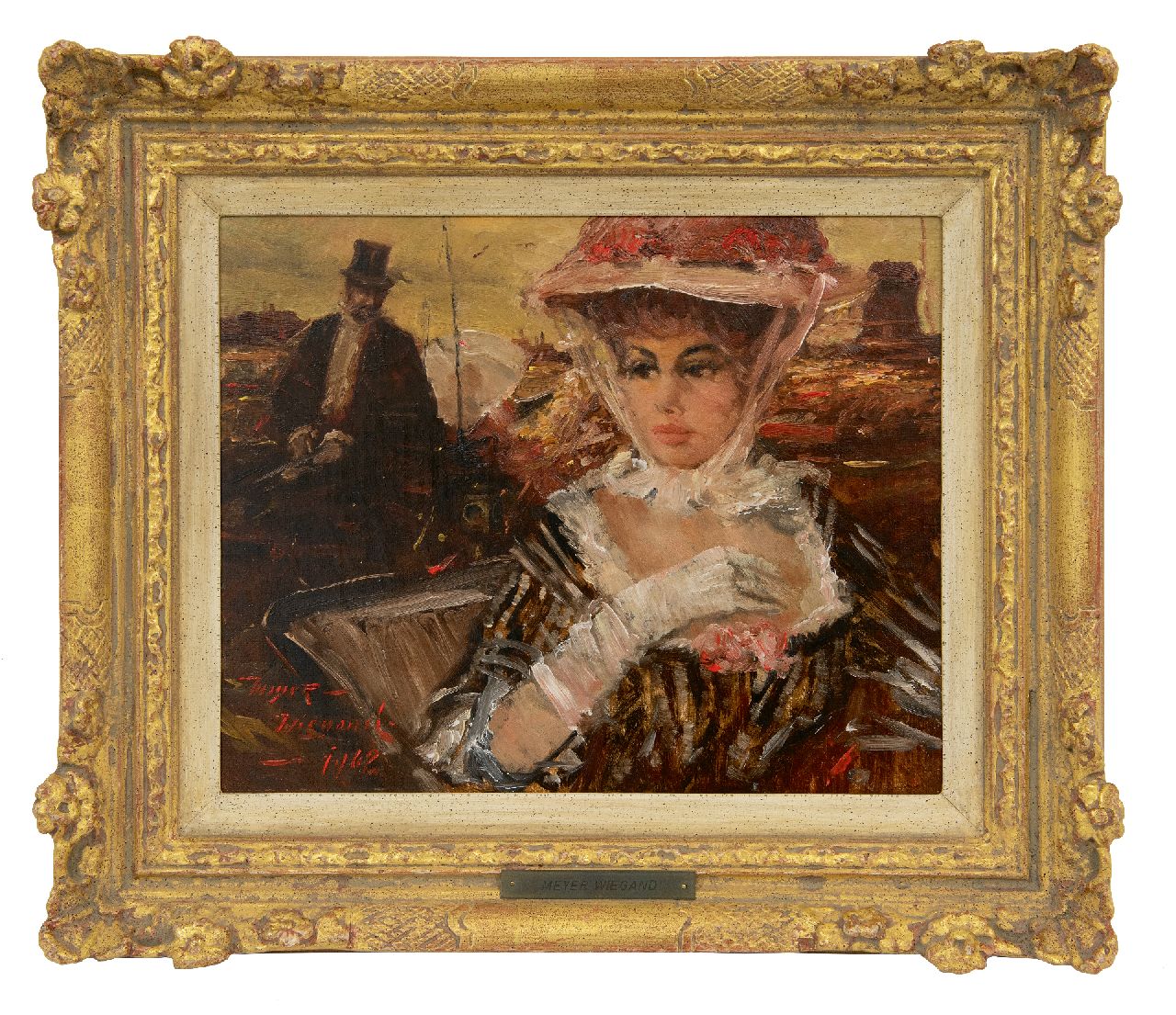 Meyer-Wiegand R.D. | Rolf Dieter Meyer-Wiegand | Schilderijen te koop aangeboden | Elegante dame in een koets, olieverf op paneel 24,0 x 30,0 cm, gesigneerd linksonder en gedateerd 1962 Meyer-Wiegand R.D. | Rolf Dieter Meyer-Wiegand | Schilderijen te koop aangeboden | Elegante dame in een koets, olieverf op paneel 24,0 x 30,0 cm, gesigneerd linksonder en gedateerd 1962