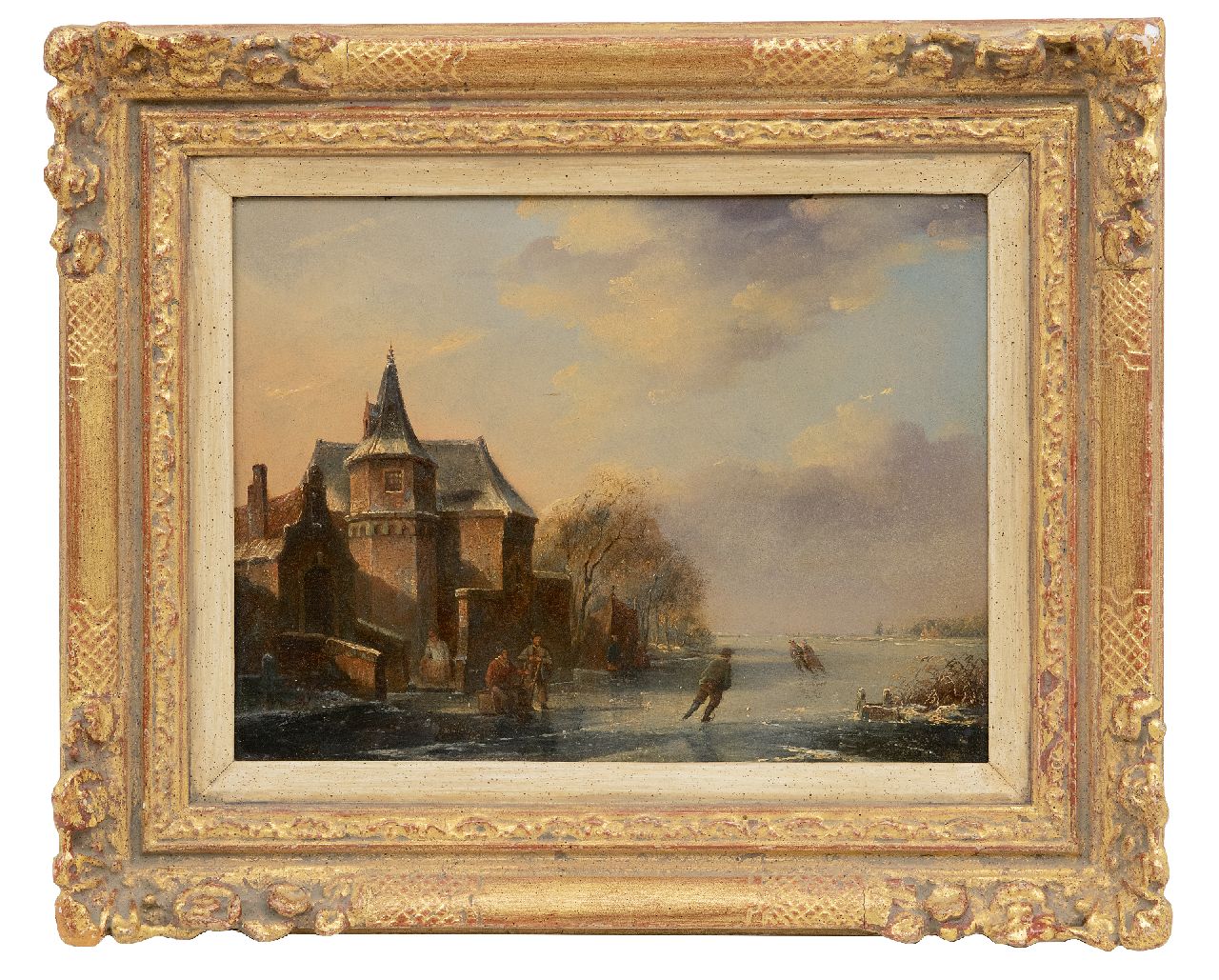 Parré M. | Matthias Parré | Schilderijen te koop aangeboden | Schaatsers op een vaart nabij Slot Moyland (toegeschreven aan), olieverf op paneel 24,2 x 31,2 cm Parré M. | Matthias Parré | Schilderijen te koop aangeboden | Schaatsers op een vaart nabij Slot Moyland (toegeschreven aan), olieverf op paneel 24,2 x 31,2 cm