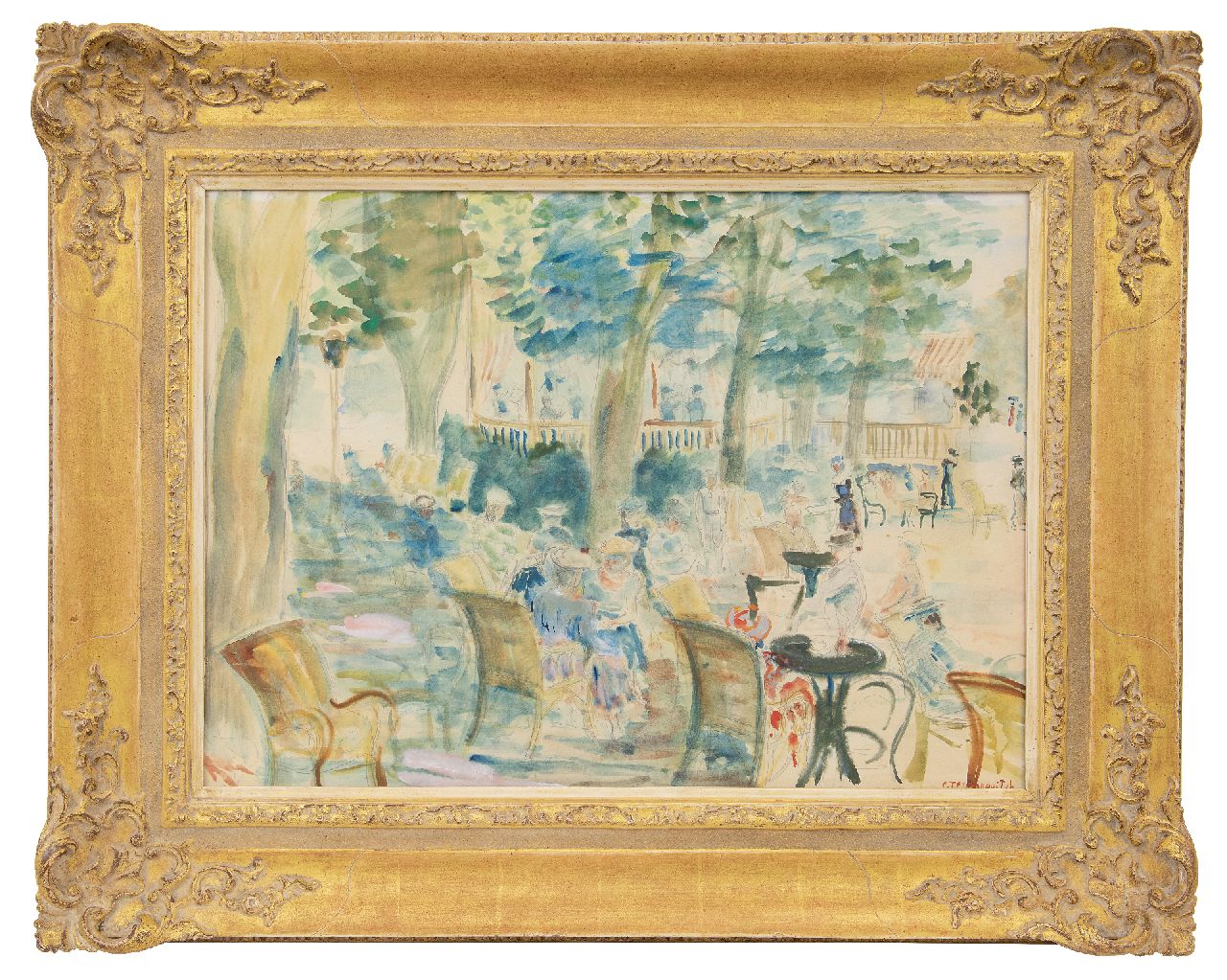 Terechkovitch K.A.  | 'Kostia' Andreevich Terechkovitch | Aquarellen en tekeningen te koop aangeboden | Park in Parijs, aquarel op papier 48,0 x 64,0 cm, gesigneerd rechtsonder