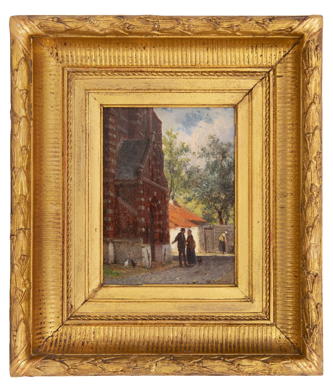 Springer C.  | Cornelis Springer, Stadsgezicht met het portaal van de Kleine Kerk te Edam, olieverf op paneel 16,2 x 12,0 cm, gesigneerd rechtsonder en gedateerd '78