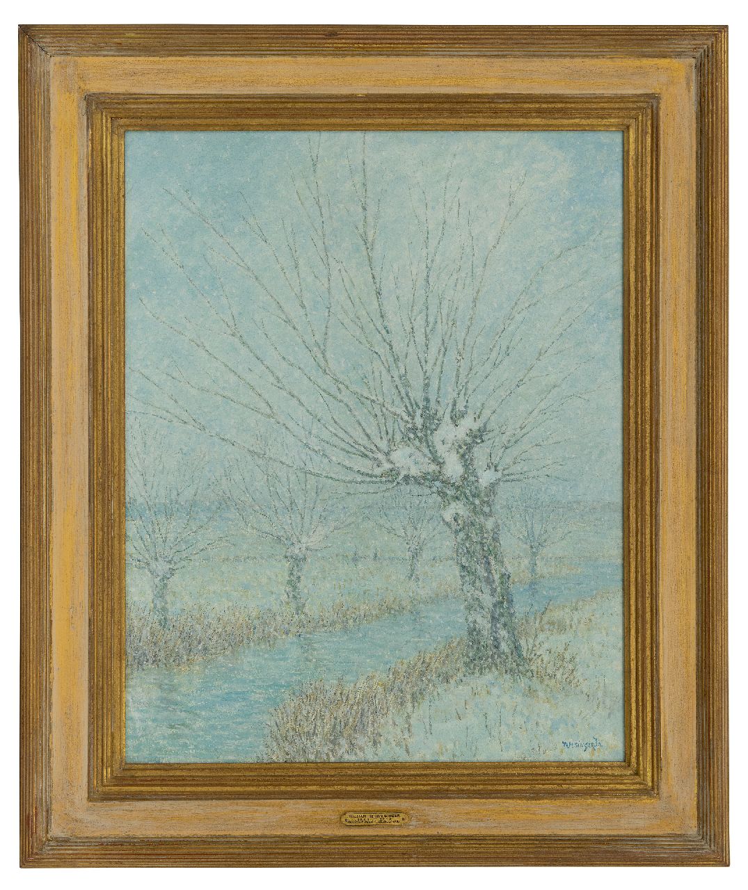 Singer W.H.  | William Henry Singer, The First Snow, Holland, olieverf op board 50,5 x 40,0 cm, gesigneerd rechtsonder en verso gedateerd 1933