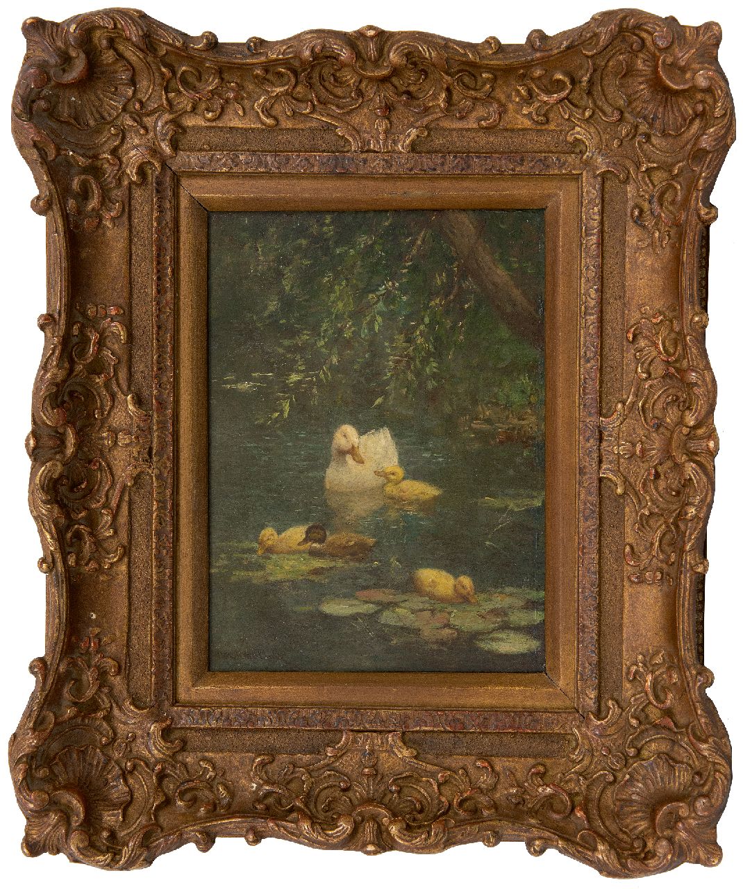 Artz C.D.L.  | 'Constant' David Ludovic Artz | Schilderijen te koop aangeboden | Eend met jongen in de bosvijver, olieverf op paneel 23,8 x 17,8 cm, gesigneerd linksonder