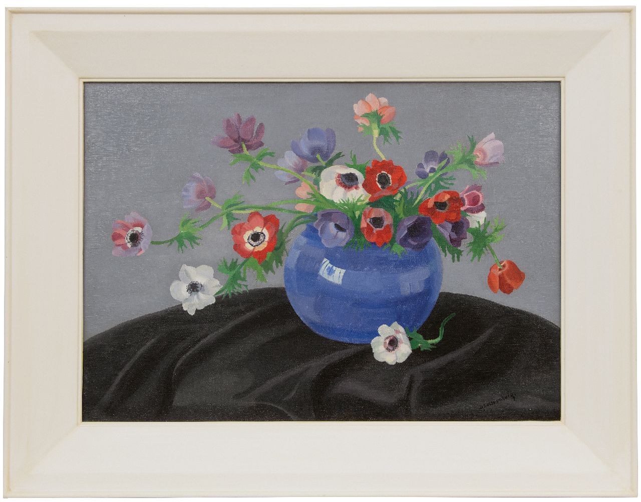 Smorenberg D.  | Dirk Smorenberg, Anemonen in vaas, olieverf op doek 50,0 x 70,2 cm, gesigneerd rechtsonder