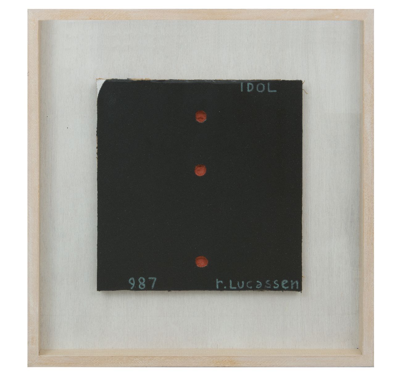 Lucassen R.  | Reinier Lucassen | Schilderijen te koop aangeboden | Idol noir (theoretisch model), 1987, olieverf op golfkarton 34,0 x 34,0 cm, gesigneerd rechtsonder en gedateerd 1987