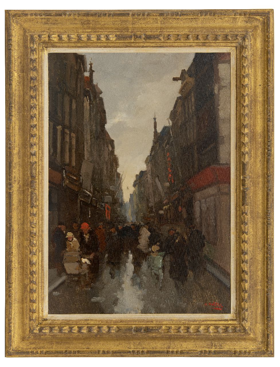 Noltee B.C.  | Bernardus Cornelis 'Cor' Noltee | Schilderijen te koop aangeboden | Levendige winkelstraat, olieverf op doek 50,3 x 35,2 cm, gesigneerd rechtsonder