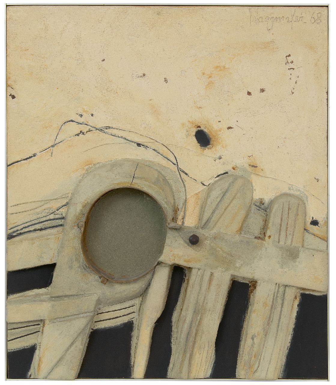 Wagemaker A.B.  | Adriaan Barend 'Jaap' Wagemaker | Schilderijen te koop aangeboden | Tegenstelling (Contrast), gemengde techniek op board 59,0 x 51,0 cm, gesigneerd rechtsboven en gedateerd '68