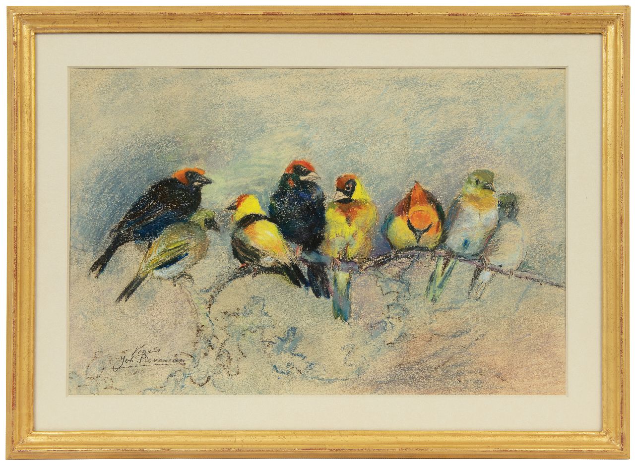 Pieneman J.H.  | 'Johanna' Hendrika Pieneman, Vogels, pastel op papier 26,9 x 41,5 cm, gesigneerd linksonder