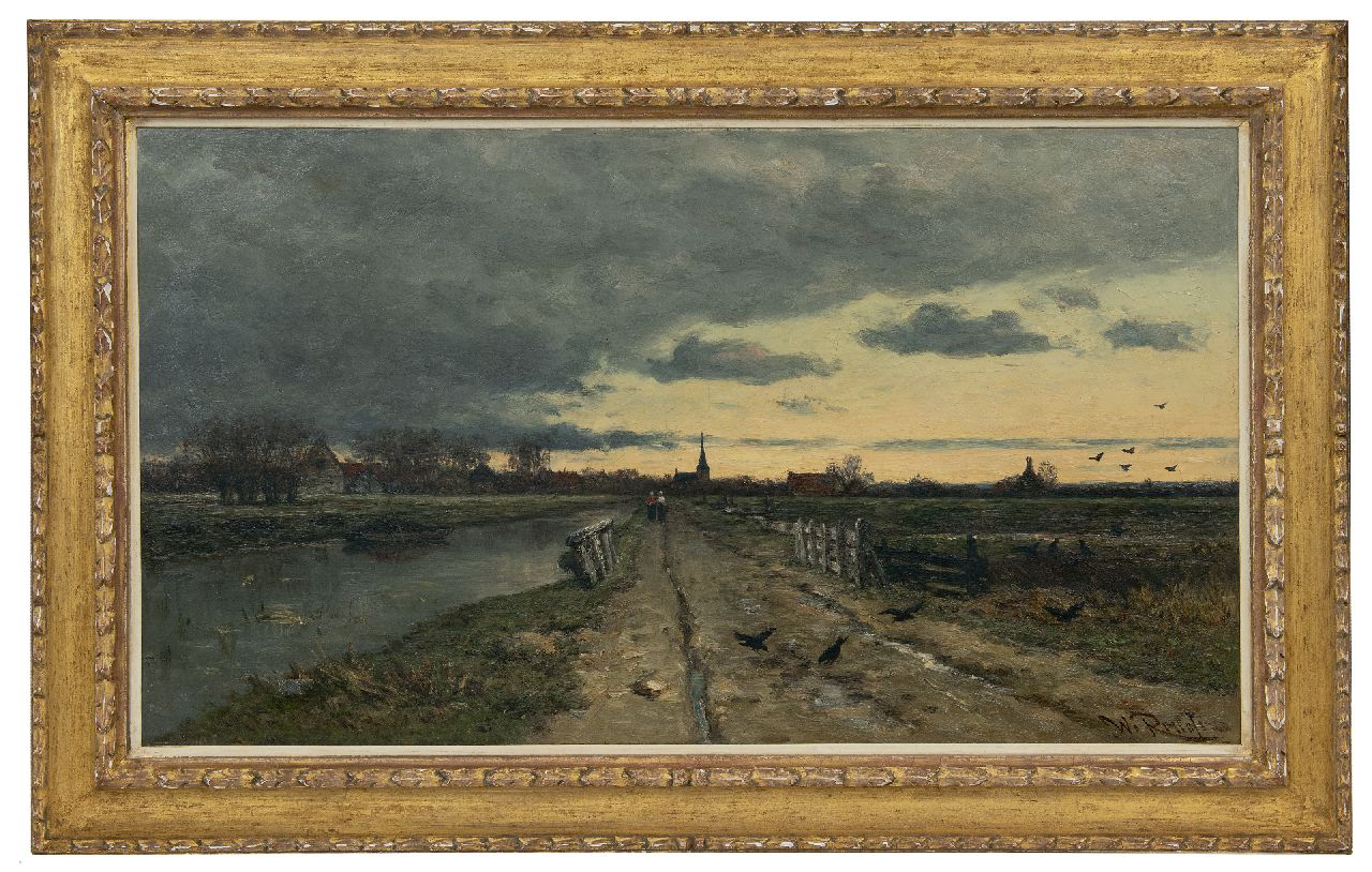 Roelofs W.  | Willem Roelofs, Landschap bij opkomende storm, olieverf op doek 56,0 x 95,8 cm, gesigneerd rechtsonder