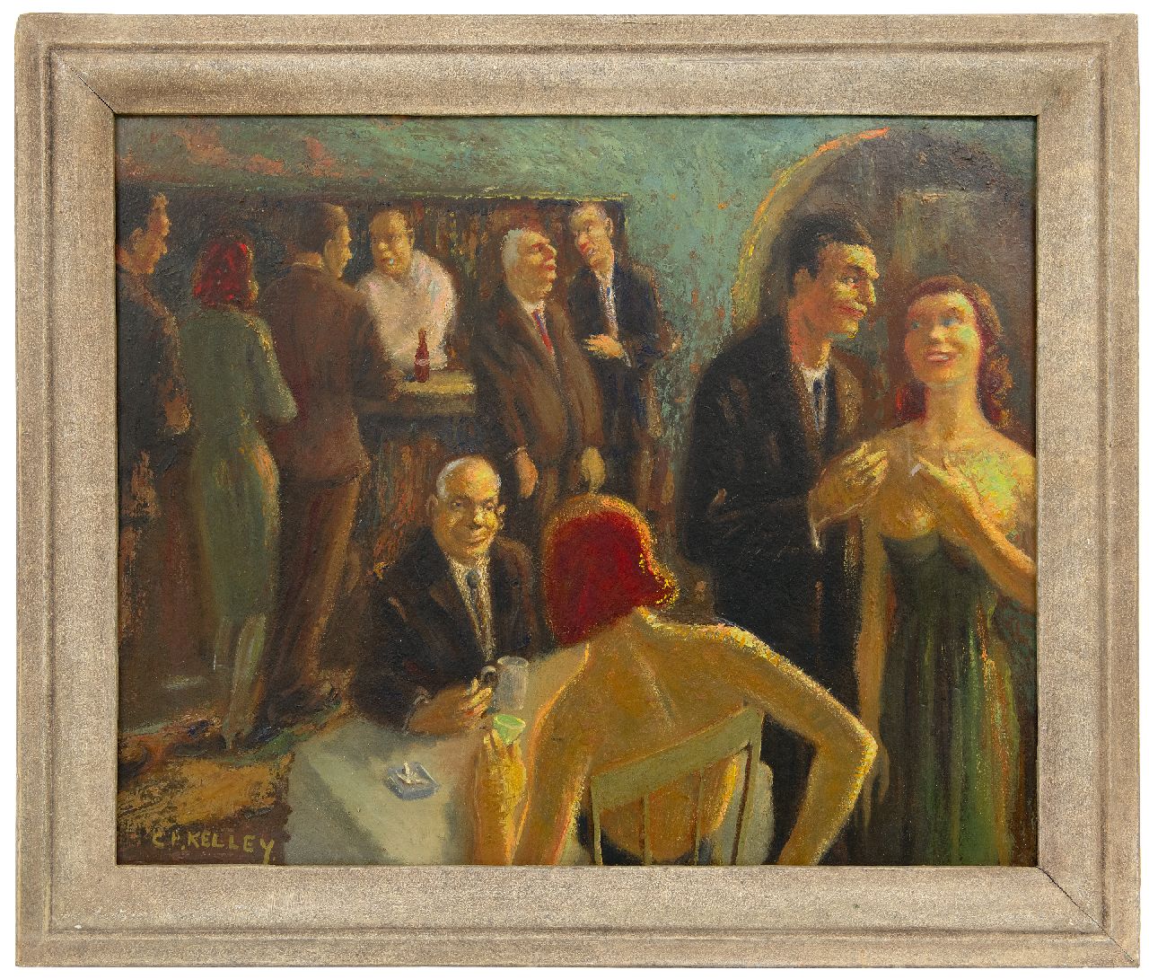 Kelley C.F.  | Clyde Frederick Kelley | Schilderijen te koop aangeboden | The Café, olieverf op board 55,4 x 67,2 cm, gesigneerd linksonder