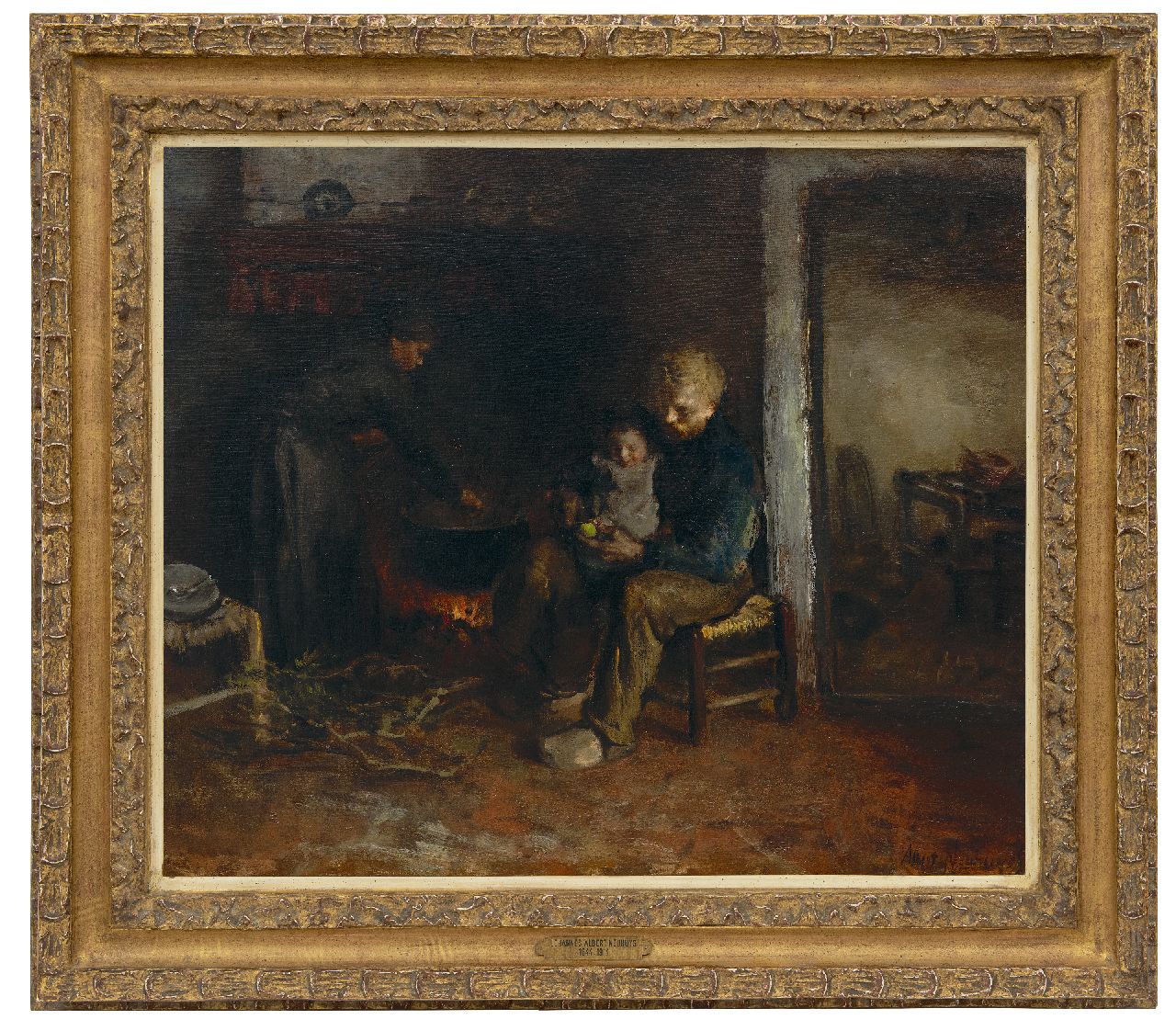 Neuhuys J.A.  | Johannes 'Albert' Neuhuys | Schilderijen te koop aangeboden | Boerenfamilie, olieverf op doek 51,0 x 60,3 cm, gesigneerd rechtsonder