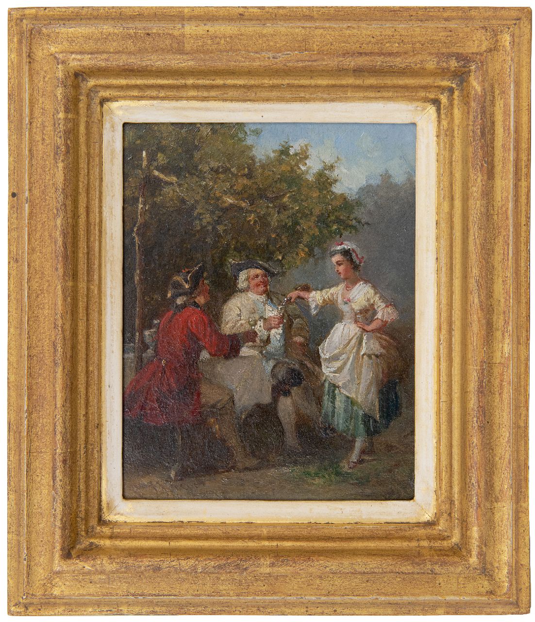 Zuidema Broos J.J.  | Jan Jacob Zuidema Broos | Schilderijen te koop aangeboden | Landelijke geneugten, olieverf op paneel 19,0 x 14,8 cm, gesigneerd linksonder
