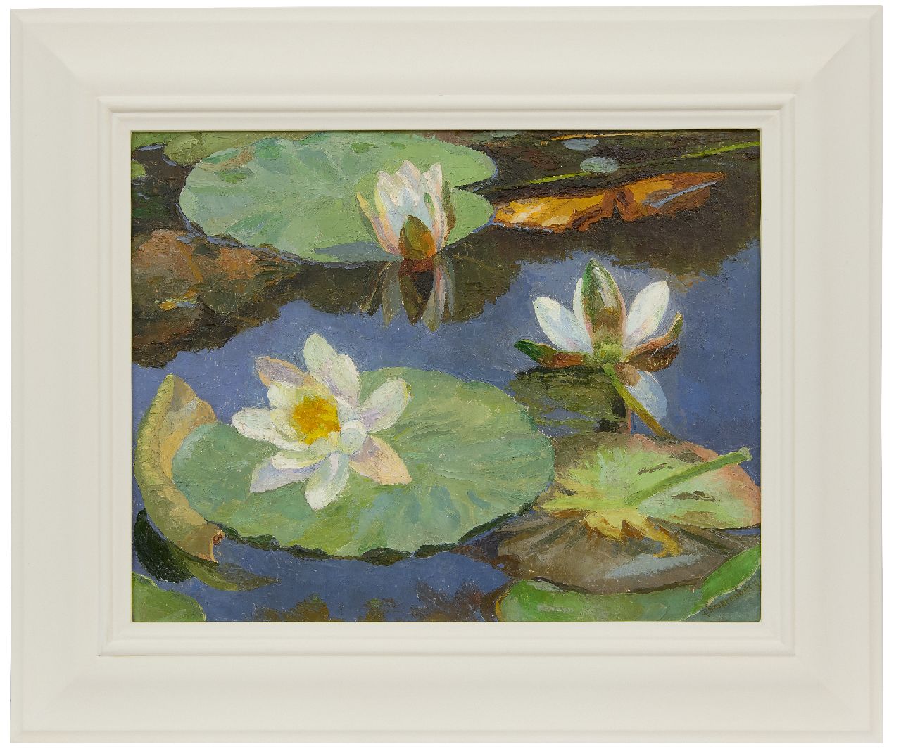 Smorenberg D.  | Dirk Smorenberg | Schilderijen te koop aangeboden | Waterlelies, olieverf op doek 41,2 x 53,3 cm, gesigneerd rechtsonder