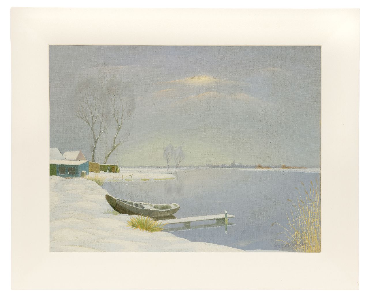 Smorenberg D.  | Dirk Smorenberg | Schilderijen te koop aangeboden | De Loosdrechtse Plassen in de winter, olieverf op doek 41,3 x 53,4 cm, gesigneerd rechtsonder
