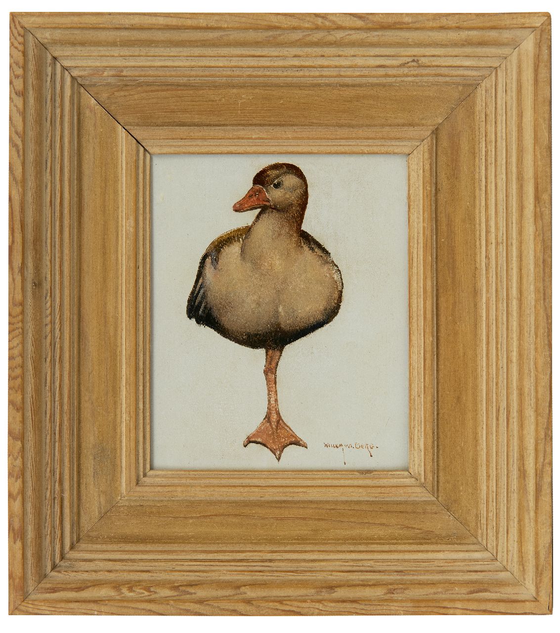 Berg W.H. van den | 'Willem' Hendrik van den Berg | Schilderijen te koop aangeboden | Rustende eend, olieverf op paneel 16,5 x 13,6 cm, gesigneerd rechtsonder