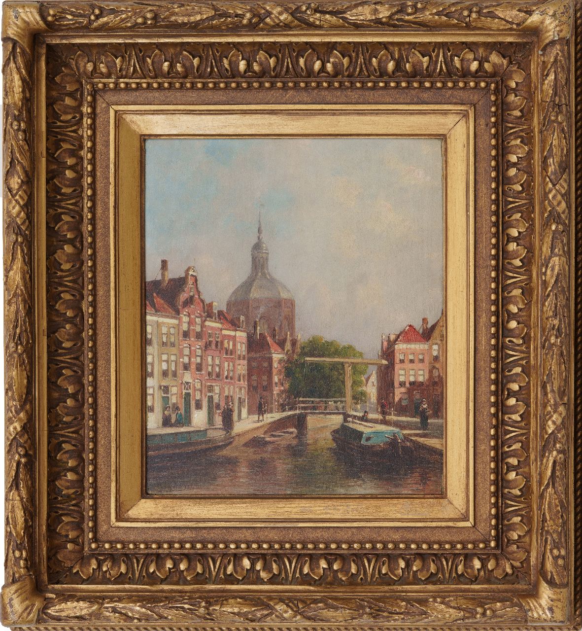 Vertin P.G.  | Petrus Gerardus Vertin, Stadsgezicht te Leiden, olieverf op paneel 20,0 x 23,5 cm, gedateerd 1834