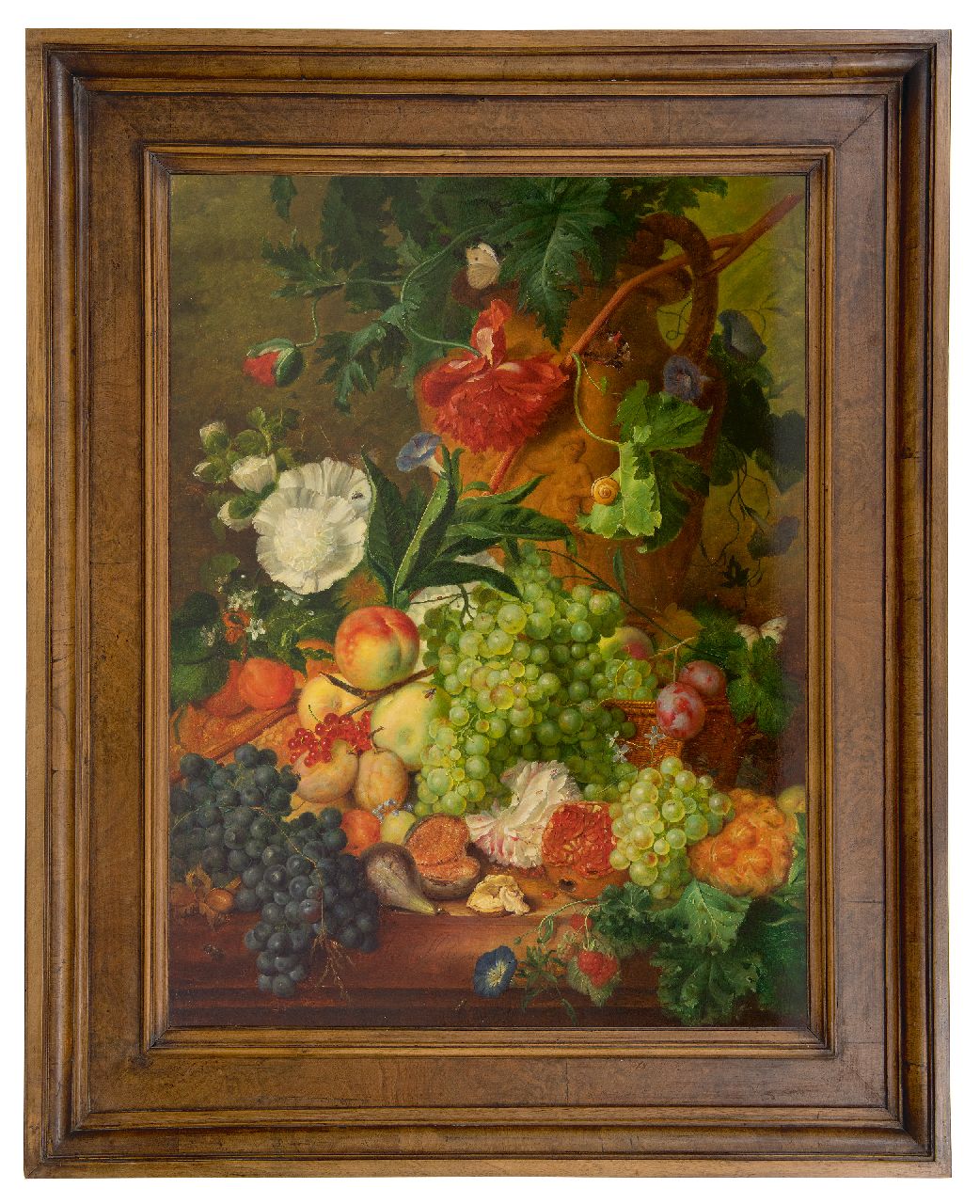 Kuipers C.  | Cornelis Kuipers | Schilderijen te koop aangeboden | Stilleven van bloemen en vruchten, olieverf op paneel 78,2 x 58,5 cm, gesigneerd middenonder met Van Huysum