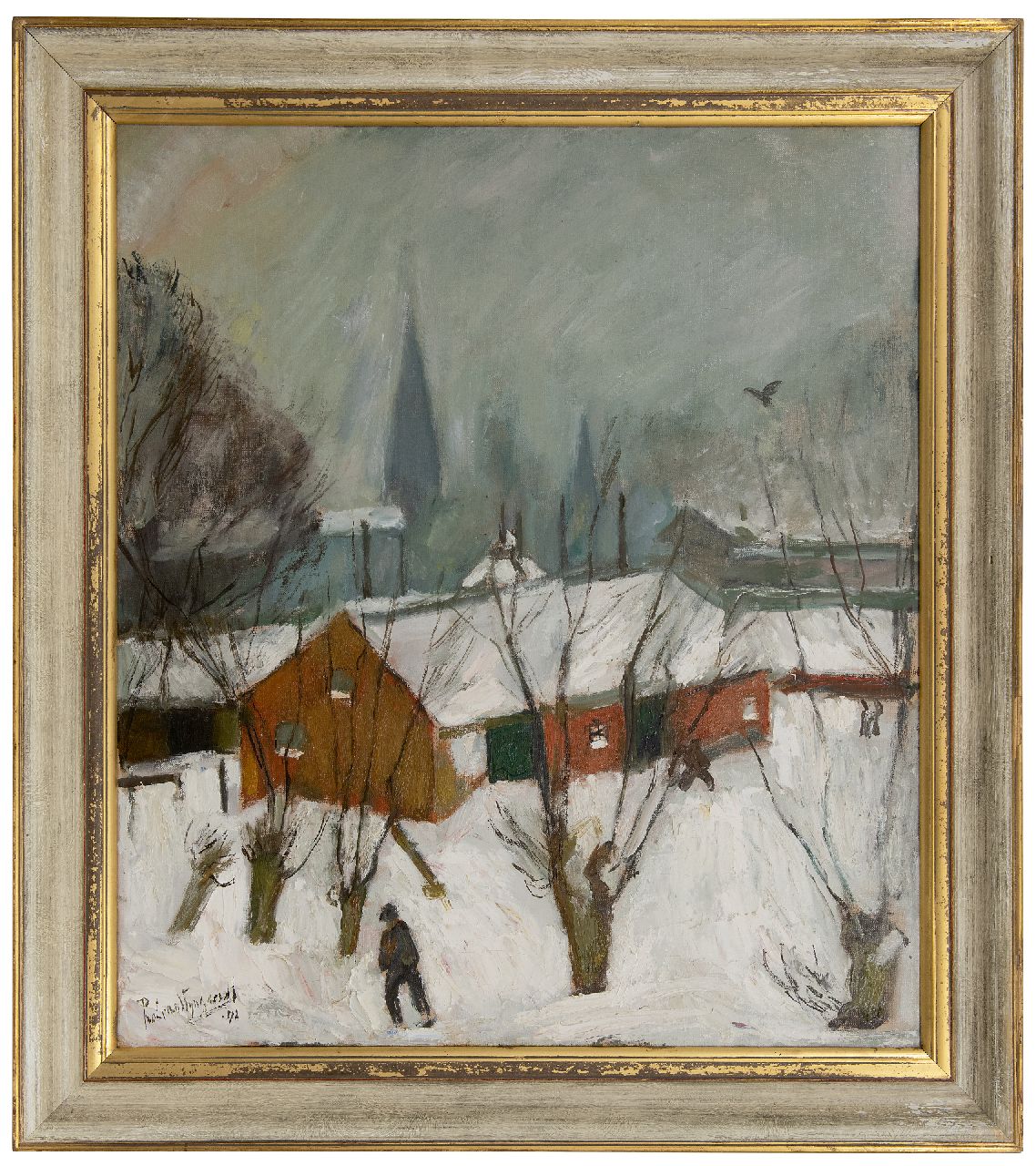 Wijngaerdt P.T. van | Petrus Theodorus 'Piet' van Wijngaerdt, Winter in Abcoude, februari 1942 (Hommage aan Pieter Breughel), olieverf op doek 78,3 x 68,8 cm, gesigneerd linksonder en gedateerd '42