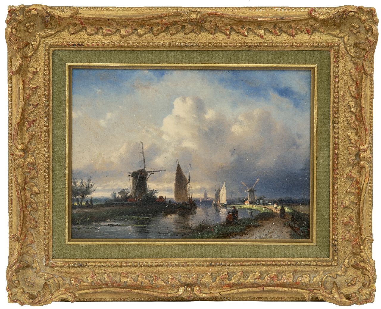 Leickert C.H.J.  | 'Charles' Henri Joseph Leickert | Schilderijen te koop aangeboden | Langs de rivier, olieverf op paneel 17,9 x 24,8 cm, gesigneerd linksonder