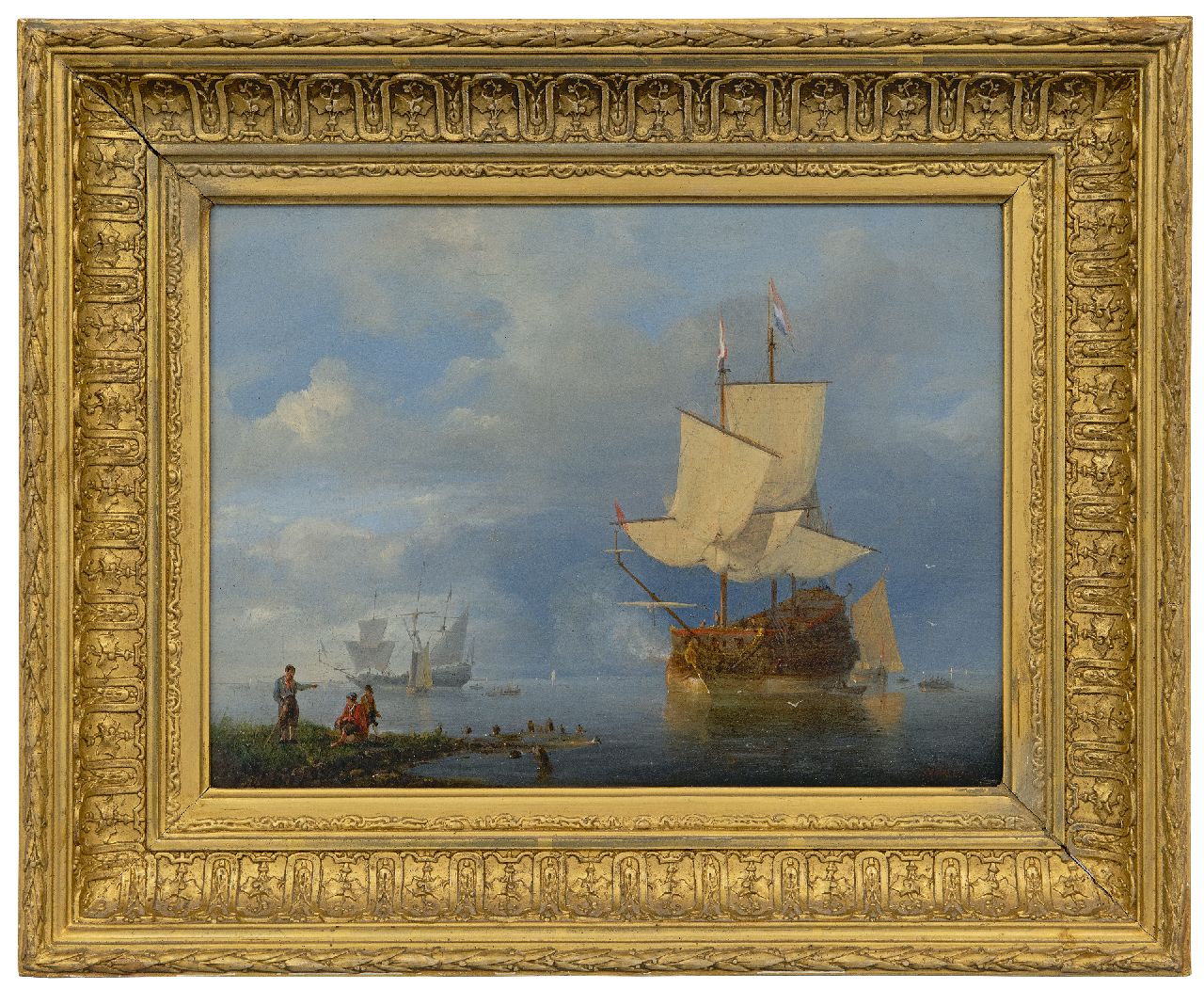Waldorp A.  | Antonie Waldorp | Schilderijen te koop aangeboden | Het saluutschot, olieverf op paneel 21,1 x 28,5 cm, gesigneerd rechtsonder