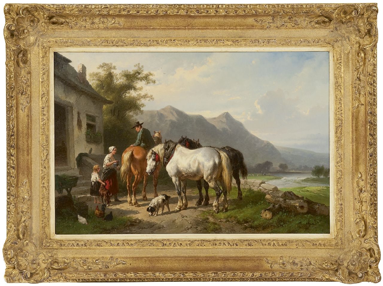Verschuur W.  | Wouterus Verschuur | Schilderijen te koop aangeboden | De verfrissing, olieverf op doek 40,5 x 60,3 cm, gesigneerd linksonder en te dateren ca. 1850