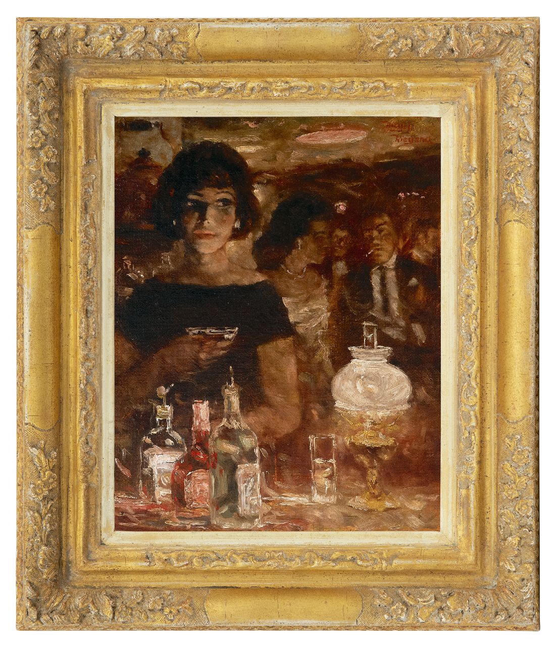 Meyer-Wiegand R.D.  | Rolf Dieter Meyer-Wiegand, Cocktail aan de bar, olieverf op paneel 30,0 x 24,0 cm, gesigneerd rechtsboven
