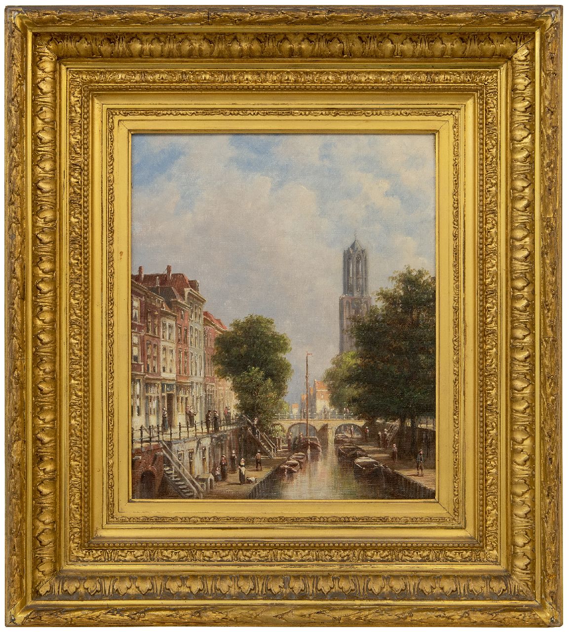 Vertin P.G.  | Petrus Gerardus Vertin | Schilderijen te koop aangeboden | Stadsgezicht met de Domtoren van Utrecht, olieverf op doek 34,1 x 28,6 cm, gesigneerd linksonder