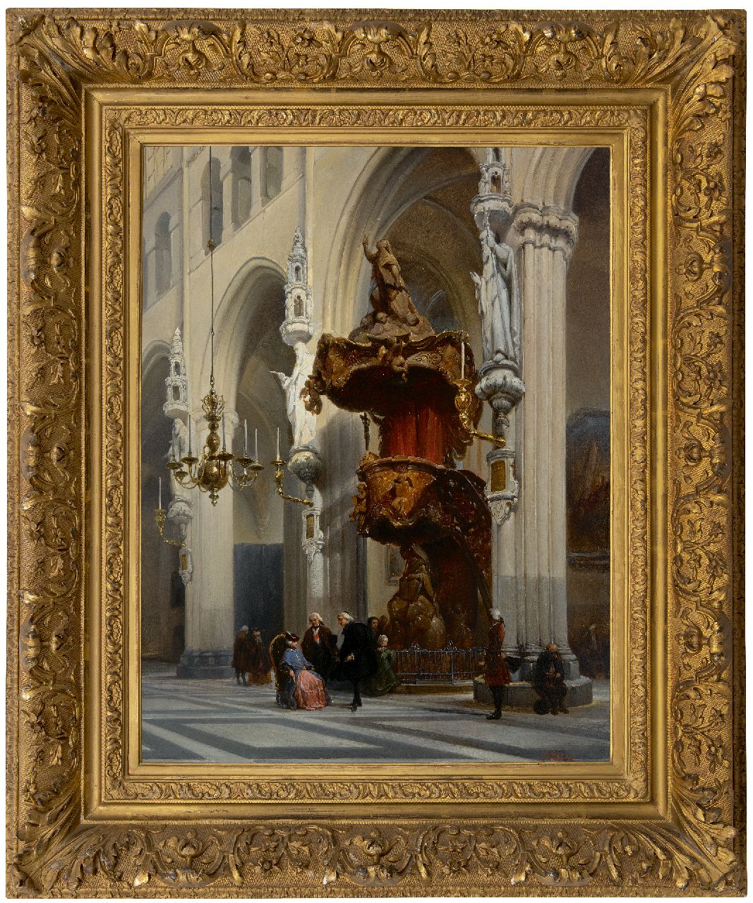 Bosboom J.  | Johannes Bosboom | Schilderijen te koop aangeboden | Interieur van de Onze Lieve Vrouwekerk in Brugge, olieverf op paneel 67,9 x 51,8 cm, gesigneerd rechtsonder