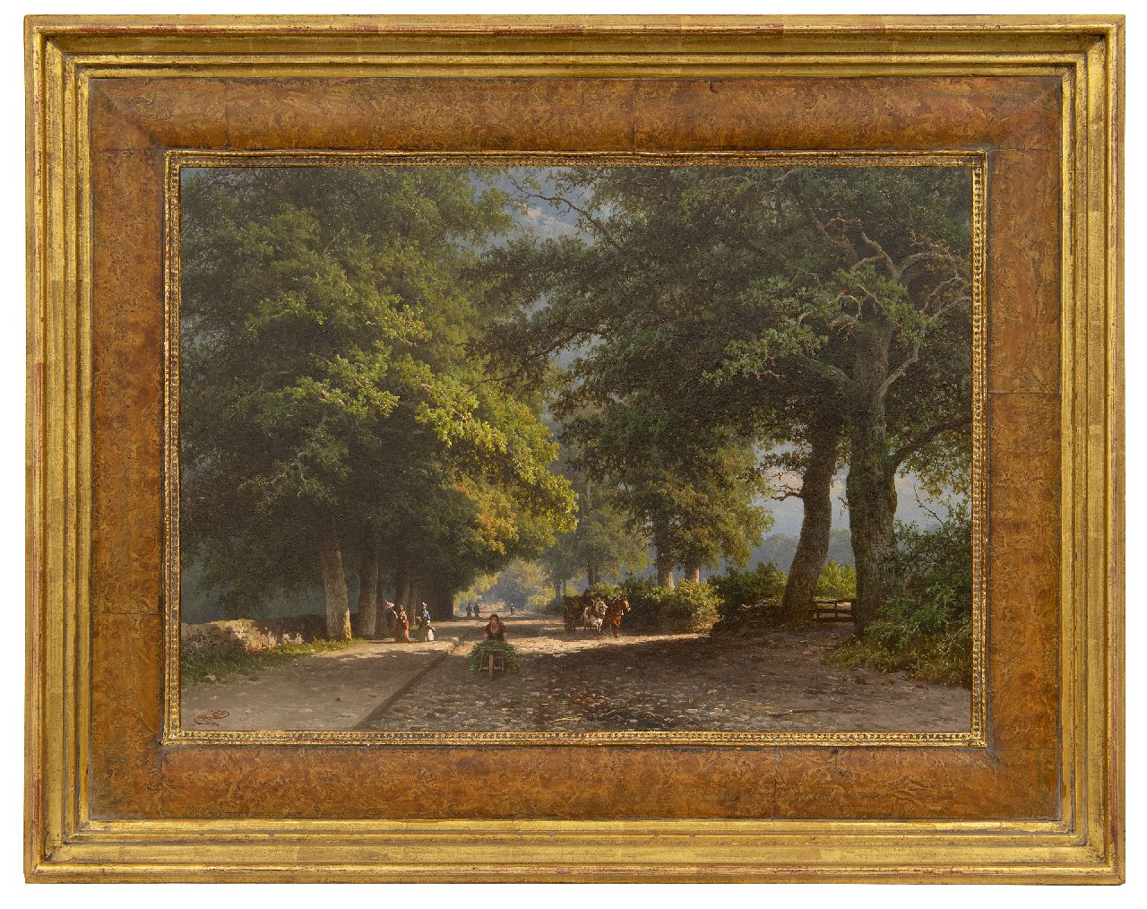 Roth G.A.  | George Andries Roth, Bomenlaan met wandelaars, olieverf op paneel 40,4 x 57,3 cm, gesigneerd linksonder