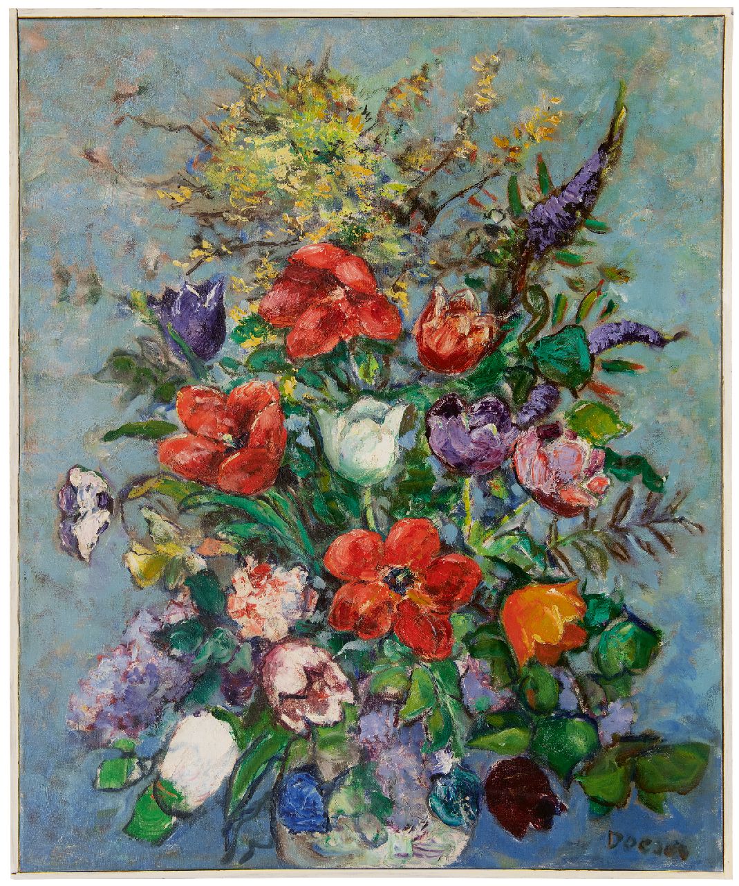 Doeser J.J.  | 'Jacobus' Johannes Doeser | Schilderijen te koop aangeboden | Zomerbloemen, olieverf op doek 94,8 x 78,0 cm, gesigneerd rechtsonder