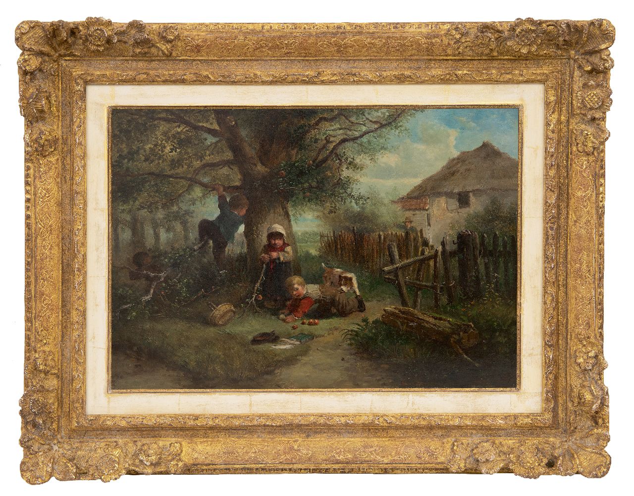 Kate J.M.H. ten | Johan 'Mari' Henri ten Kate | Schilderijen te koop aangeboden | De kleine appeldiefjes, olieverf op paneel 30,6 x 44,0 cm, gesigneerd rechtsonder