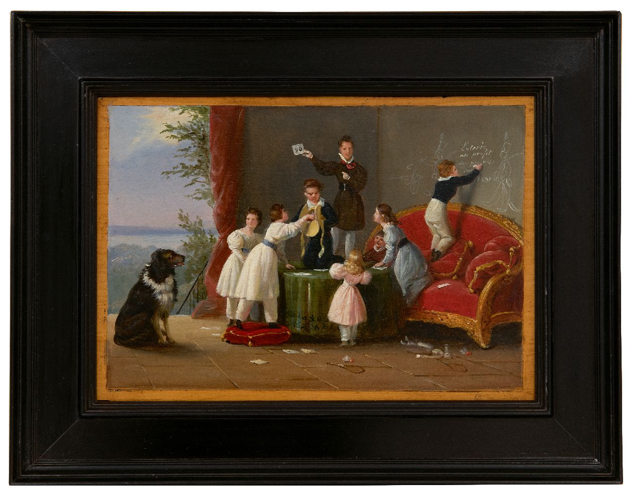 Pingret E.H.T.  | Édouard Henri Théophile Pingret | Schilderijen te koop aangeboden | De armenloterij, olieverf op paneel 17,5 x 25,3 cm, gesigneerd rechtsonder en gedateerd 1831