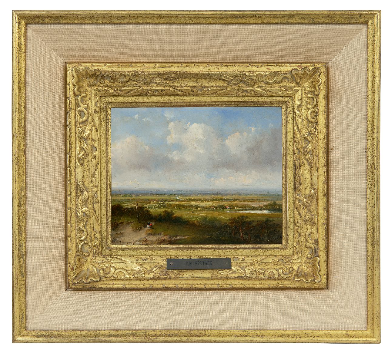 Brouwer P.M.  | Petrus Marius Brouwer, Panoramisch zomerlandschap, olieverf op paneel 13,7 x 16,5 cm, gesigneerd linksonder