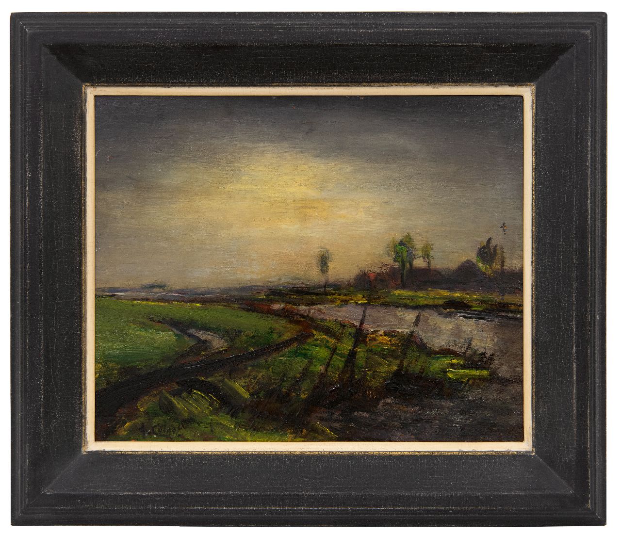Colnot A.J.G.  | 'Arnout' Jacobus Gustaaf Colnot | Schilderijen te koop aangeboden | Polderlandschap, olieverf op paneel 24,5 x 30,1 cm, gesigneerd linksonder