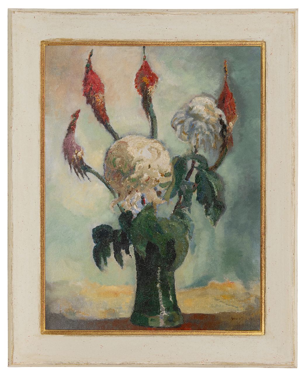 Jong G. de | Gerben 'Germ' de Jong | Schilderijen te koop aangeboden | Chrysanten, olieverf op doek 80,4 x 60,4 cm, gesigneerd rechtsonder en gedateerd 1917