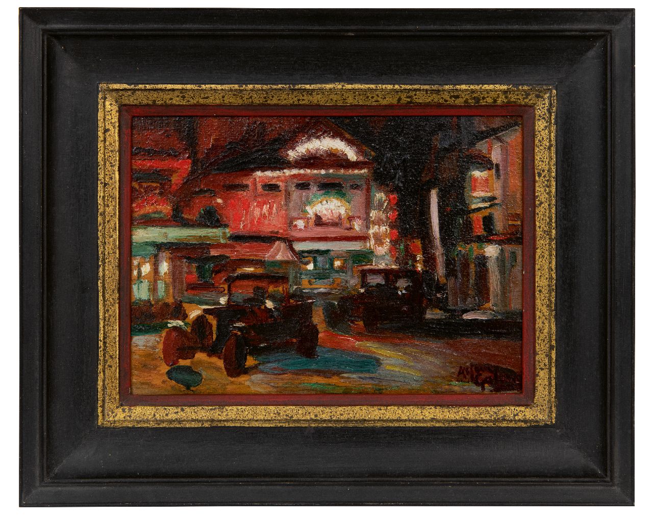 Galema A.  | Arjen Galema | Schilderijen te koop aangeboden | Place Pigalle in Parijs bij avond, olieverf op paneel 15,8 x 22,0 cm, gesigneerd rechtsonder en te dateren ca. 1918-1925