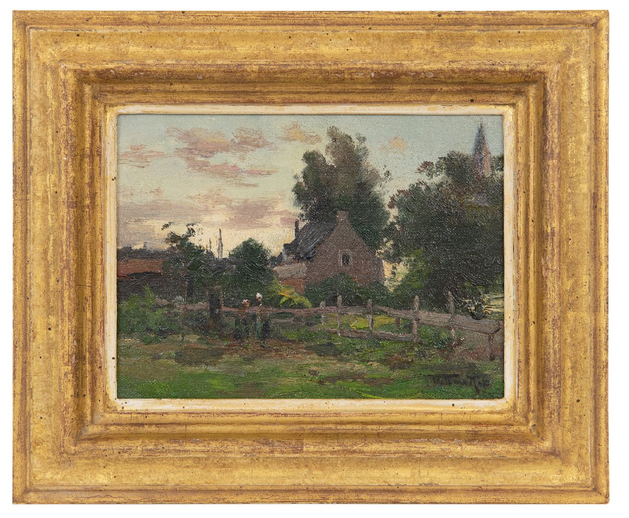 Rip W.C.  | 'Willem' Cornelis Rip | Schilderijen te koop aangeboden | Avondstond bij Hillesluis, olieverf op doek op paneel 14,4 x 19,3 cm, gesigneerd rechtsonder
