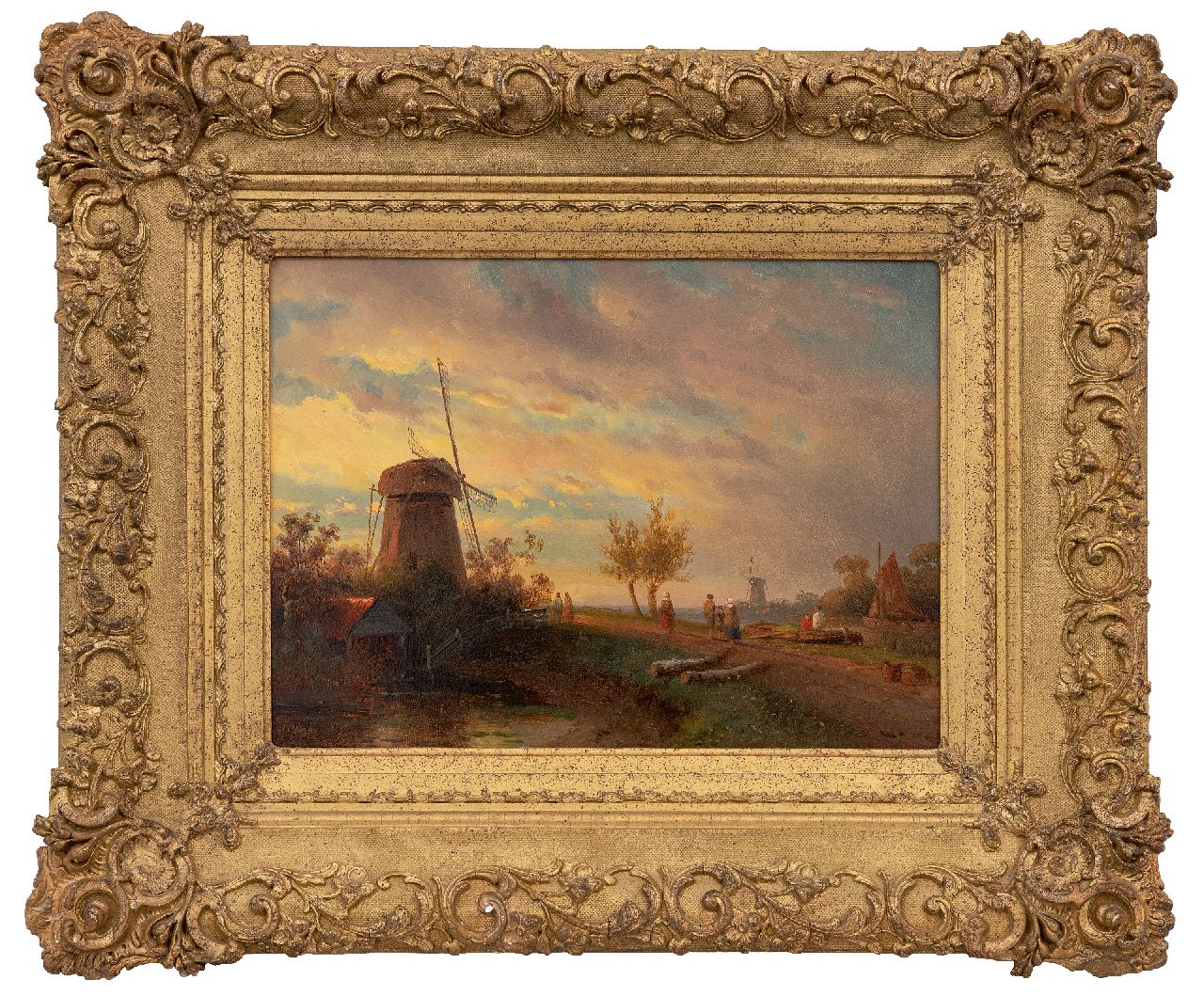 Vrolijk J.A. | Jacobus 'Adriaan' Vrolijk | Schilderijen te koop aangeboden | Molens en figuren in een landschap, olieverf op paneel 24,0 x 30,5 cm, gesigneerd linksonder Vrolijk J.A. | Jacobus 'Adriaan' Vrolijk | Schilderijen te koop aangeboden | Molens en figuren in een landschap, olieverf op paneel 24,0 x 30,5 cm, gesigneerd linksonder