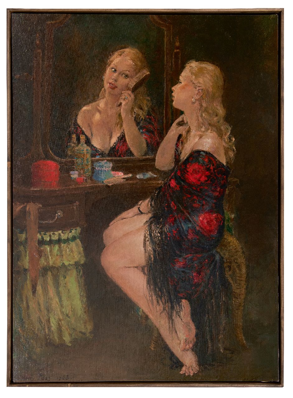 Maas H.F.H.  | Henri Frans Hubert 'Harry' Maas | Schilderijen te koop aangeboden | Vrouw voor de spiegel, olieverf op doek 104,7 x 75,8 cm, gesigneerd linksonder en gedateerd 1963
