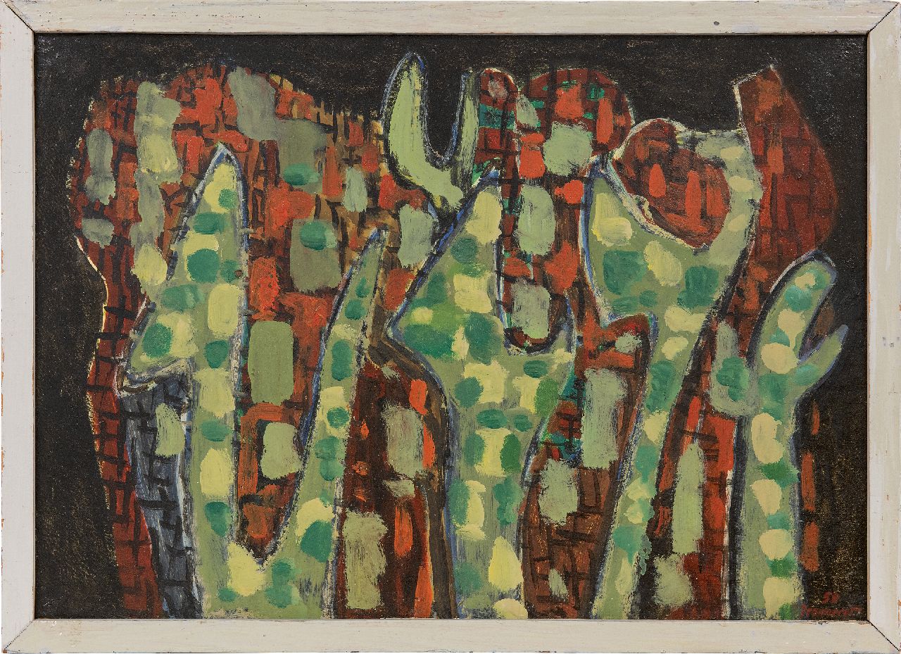 Jeanneret B. | Blaise Jeanneret | Schilderijen te koop aangeboden | Composition 1958, olieverf op papier op board 38,0 x 53,0 cm, gesigneerd rechtsonder en gedateerd '58 Jeanneret B. | Blaise Jeanneret | Schilderijen te koop aangeboden | Composition 1958, olieverf op papier op board 38,0 x 53,0 cm, gesigneerd rechtsonder en gedateerd '58