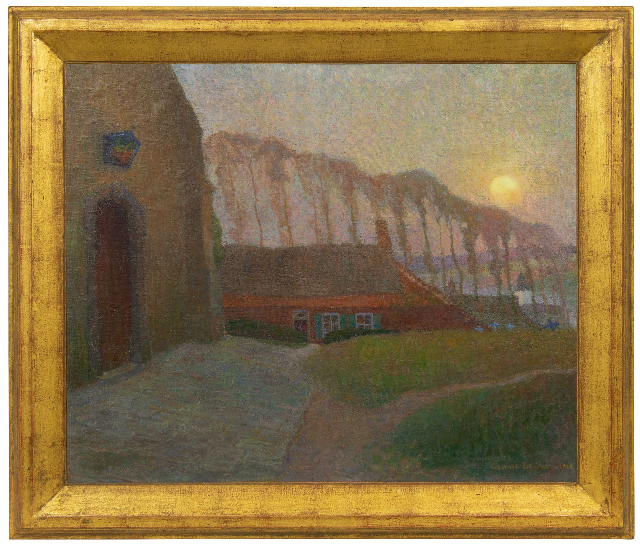 Smet G. De | Gustave De Smet, Landschap met kerk, olieverf op doek op paneel 69,4 x 84,4 cm, gesigneerd rechtsonder en gedateerd 1904